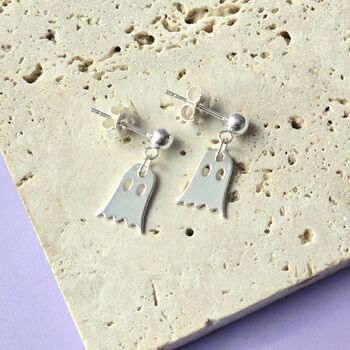 Handmade Sterling Silver Ghost Stud Earrings, 4 of 6