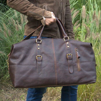 Genuine Leather Holdall With Zip Detail, 12 of 12