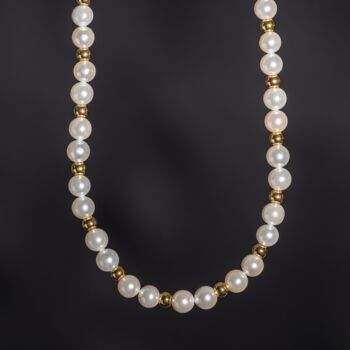 Shell Pearl Chain Necklace With Steel Gold Bead, 5 of 11