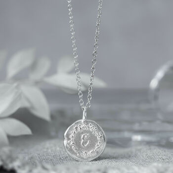 Sterling Silver Botanical Initial Necklace, 5 of 8