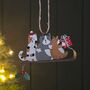 Three Cats On A Sledge Hanging Christmas Decoration, thumbnail 1 of 2
