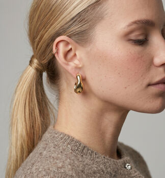 Nami 18 K Gold Plated Wave Statement Hoops, 2 of 5