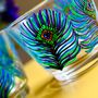 Peacock Feather Hand Painted Glass Tea Light Holders, thumbnail 2 of 5
