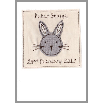 Personalised Rabbit New Baby Boy Or 1st Birthday Card, 2 of 12