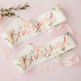 Two Rose Gold Floral Bridesmaid Hen Party Sashes, thumbnail 1 of 3