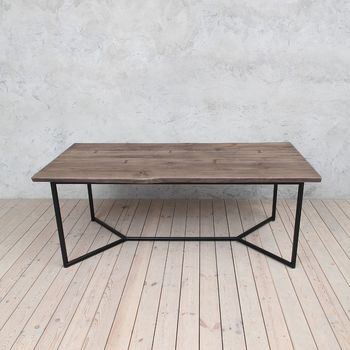 London Brown Live Edge Oak Industrial Dining Table, 2 of 5