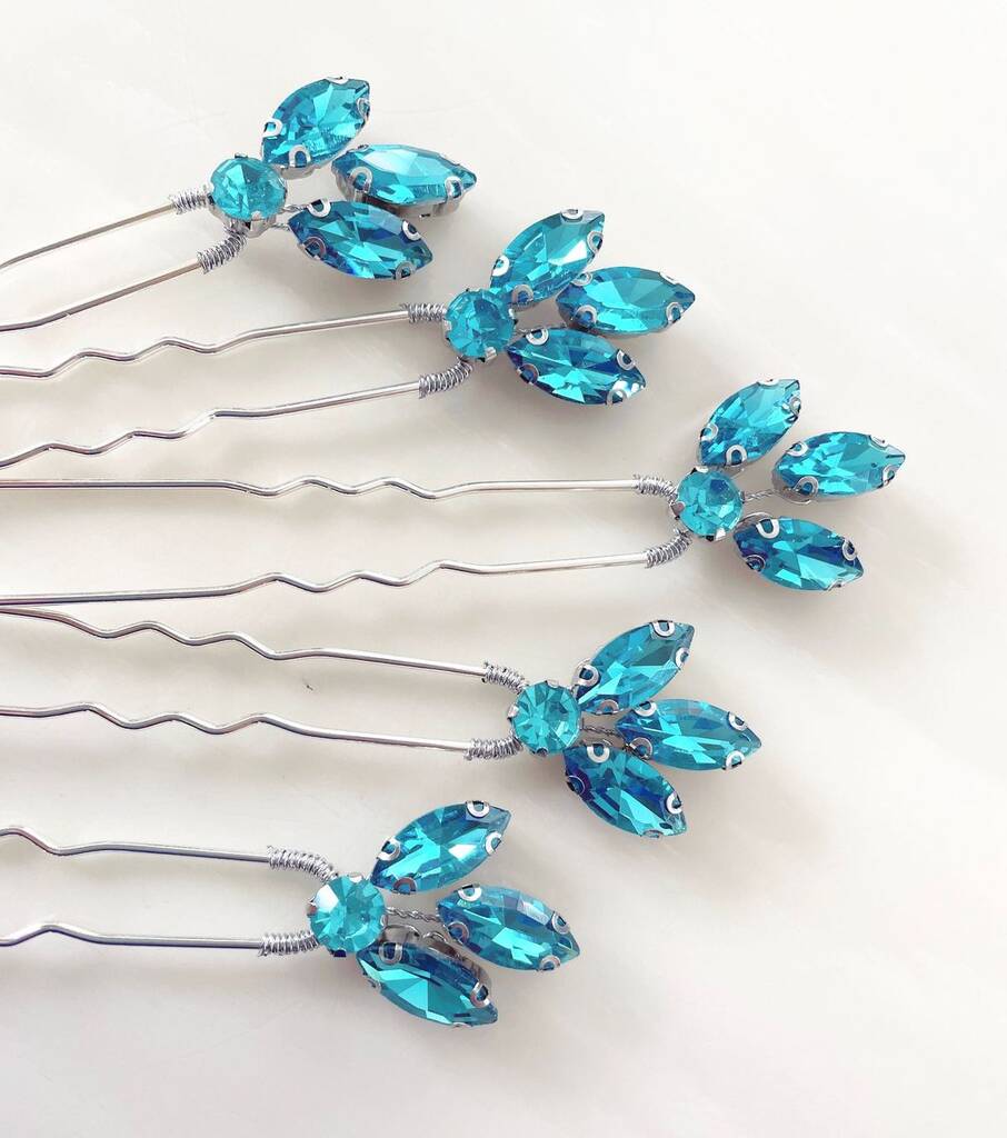 Bright Blue Hair Pins By Two For Joy Creations