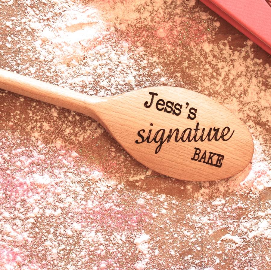 Personalised Signature Bake Wooden Spoon By Bespoke & Oak Co.
