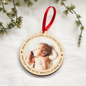 Personalised Wooden Photo Christmas Tree Decoration, 2 of 3