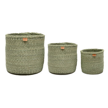 Kitendo: Sage Green Woven Storage Basket, 2 of 6