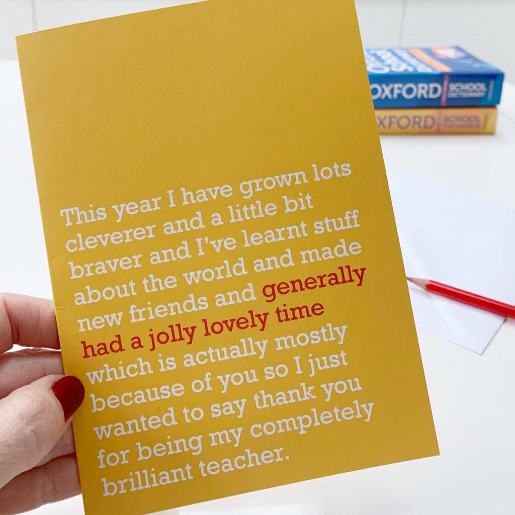 'Jolly Lovely Time' : Card For Teacher From Child By The Right Lines ...