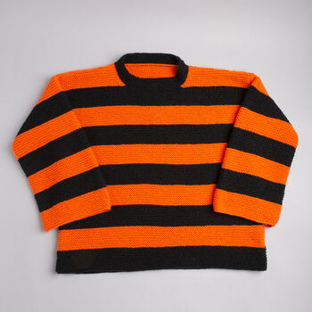 Halloween Pumpkin Stripe Jumper Knitting Kit, 2 of 6