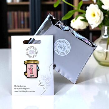 Hyperfocus Light Switch Enamel Lapel Pin, Adhd Badge Brooch, Attention Deficit Hyperactivity Awareness, Neurodivergent And Autism Gifts, 2 of 8