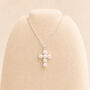 Personalised Tiny Sterling Silver Pearl Cross Pendant Necklace, thumbnail 2 of 10