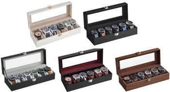 Velvet Lining Watch Box Six Slots Display Storage Case, 6 of 6