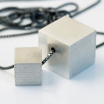 Silver Large Cube Necklace, 3 of 7