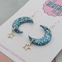 Sparkly Moon And Star Glitter Resin Earrings, thumbnail 6 of 8