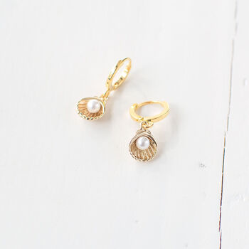 Gold Plated Shell Earrings, 7 of 10
