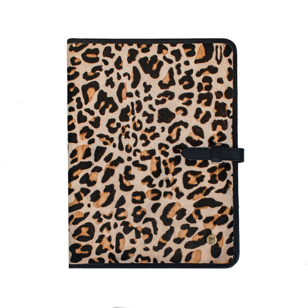 Leopard Print Pony Hair Leather A4 Document Holder, 1 of 7