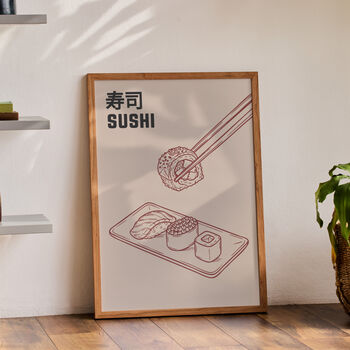 Sushi Japanese Food Art Print | Minimalist Kitchen Wall Decor, 3 of 8