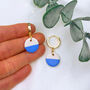 Maggie Blue White Polymer Clay Earrings, thumbnail 3 of 4
