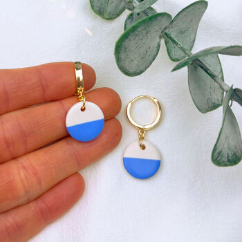 Maggie Blue White Polymer Clay Earrings, 3 of 4