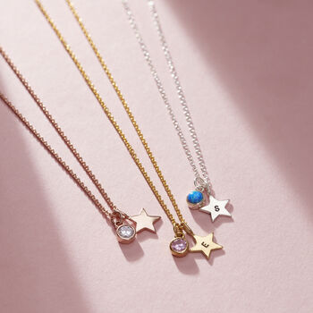 Birthstone And Initial Star Charm Necklace, 8 of 9