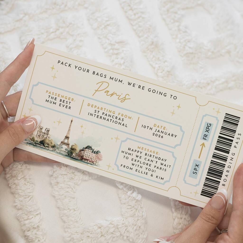 Personalised Paris Birthday Gift Voucher For Mum, 1 of 4