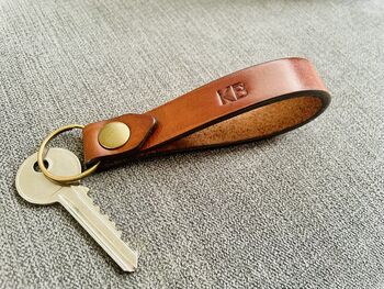 Personalised Leather Keyring, Spanish Brown, 5 of 11