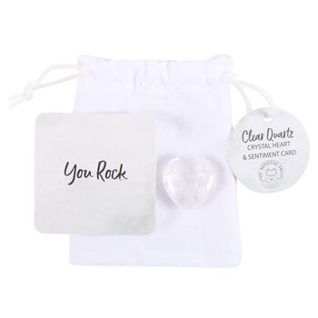 You Rock Clear Quartz Crystal Heart In A Bag, 2 of 3