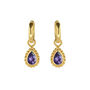 February Birthstone Amethyst Gold Plated Huggie Hoop Earrings, thumbnail 2 of 11