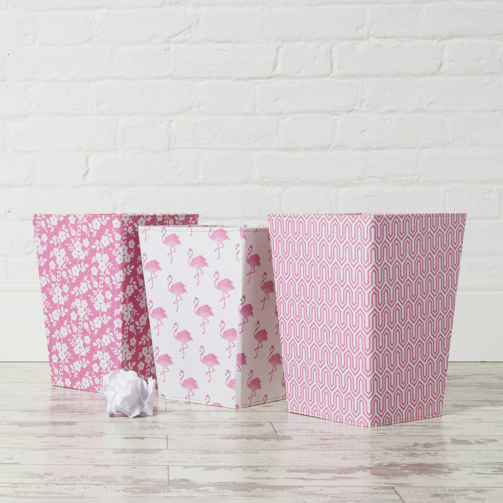 Recycled Pink Prints Waste Paper Bin By Heart & Parcel