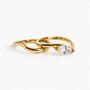 Gold Sculptural Ring Set With Bezel Set Marquise Stone, 18k Gold Vermeil Stacking Rings, thumbnail 3 of 8
