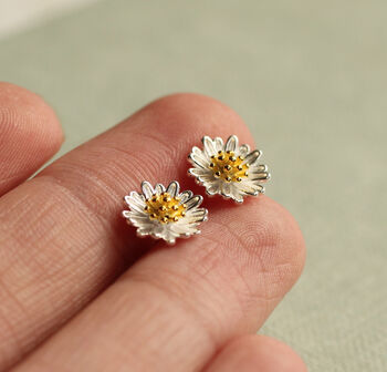 Sterling Silver Daisy Stud Earrings, 3 of 5