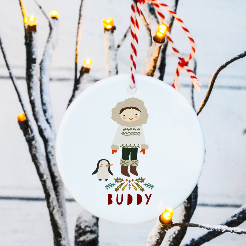 Christmas Tree Decoration Ornament 'Snow boy' By Peach Tea Studio