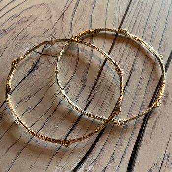 Solid Gold Stackable Rose Twig Bangle, 4 of 12