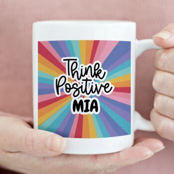 Personalised Rainbow Think Positive Gift Mug, 2 of 3