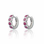 Bezel Huggie Hoop Earrings With Ruby Pink Stones, thumbnail 3 of 5