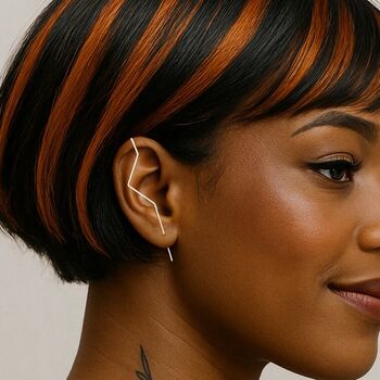 Zig Zag Rose Gold Plated Silver Single Ear Cuff Earring, 3 of 4