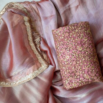 Reha – Rosewood Pink Organza Saree, 6 of 8