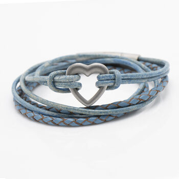 Custom Blue Wrap Memorial Bracelet For Ashes With Heart Urn, 2 of 12