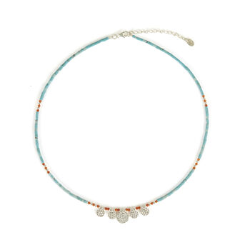 Athena Turquoise And Carnelian Silver Necklace, 2 of 11