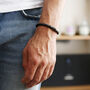 Men's Black Leather Bracelet With Matte Black Clasp, thumbnail 1 of 6