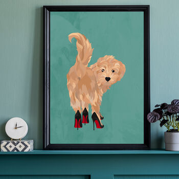 Custom Cockapoo Shoe Pet Dog Portrait Art Print, 2 of 12