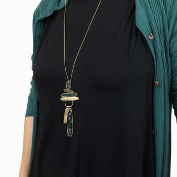 Long Gold Abstract Shapes Necklace, 4 of 7