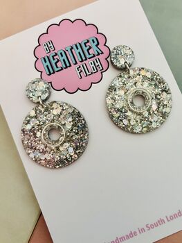 CD Statement Earrings / 90s Nostalgia Mixtape Gift / Holographic Music Jewellery / Gift For Music Lovers, 5 of 6