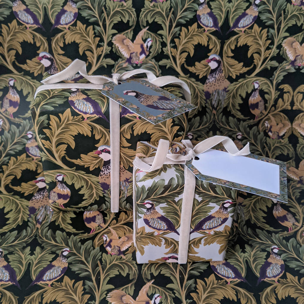 Christmas Wrapping Paper Set Partridge Design By Tuppence Collective ...