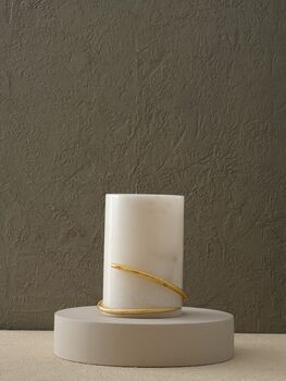 Handmade White Marble Vase With Brass Snake Detail, 2 of 4