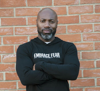 'Embrace Fear' Black Unisex Hoodie T Shirt, 4 of 4
