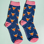 Highland Cow Navy Bamboo Socks, thumbnail 2 of 8